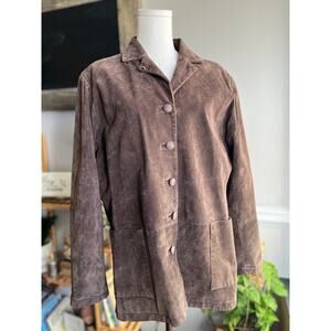 Vintage 90s Brown Suede Jacket Size Large